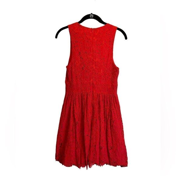 5 for $25🔥Lulus In This Moment Red Lace Sleeveless Skater Dress Size 6 - Picture 2 of 5